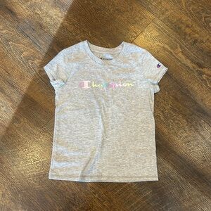 Champion Kids Heather Gray Tee with Multicolor Logo